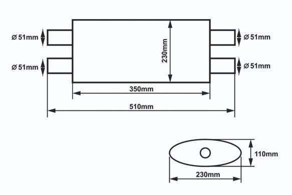 SLIDE Center Muffler 51mm 304SS 350mm