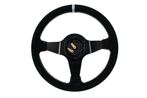 Steering wheel SLIDE 350mm offset:90mm Suede Silver Strip, 350 мм, 90 мм, Замша