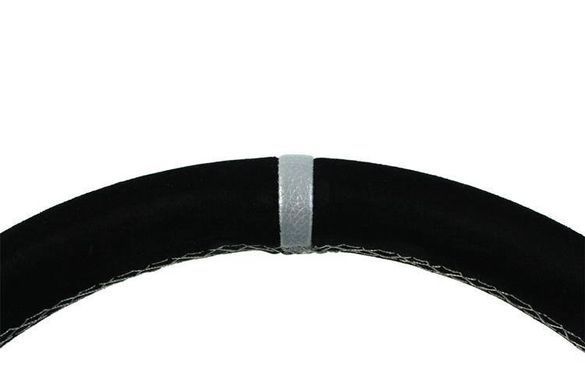 Steering wheel SLIDE 350mm offset:90mm Suede Silver Strip, 350 мм, 90 мм, Замша