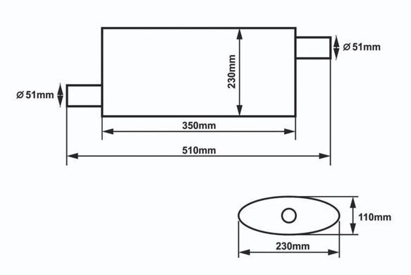 SLIDE Center Muffler 51mm 304SS 350mm