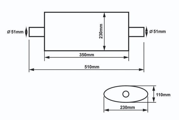 SLIDE Center Muffler 51mm 304SS 350mm