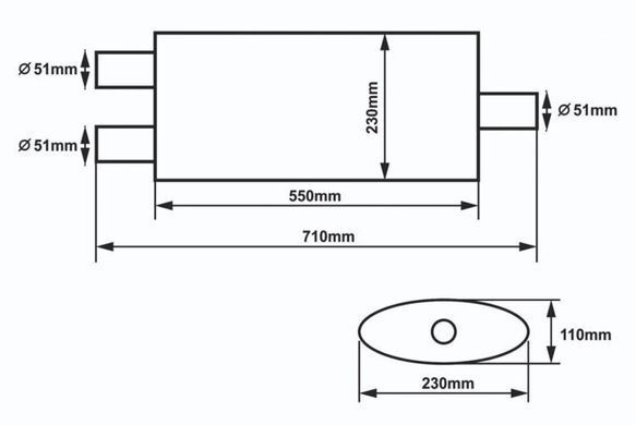 SLIDE Center Muffler 51mm 304SS 550mm