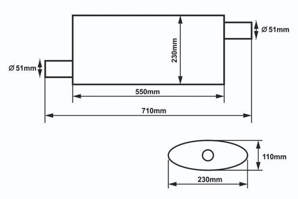 SLIDE Center Muffler 51mm 304SS 550mm