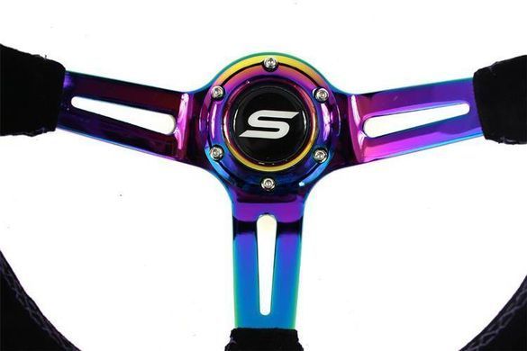 SLIDE Steering wheel 350mm offset 90mm Suede NeoChrome, 350 мм, 90 мм, Замша