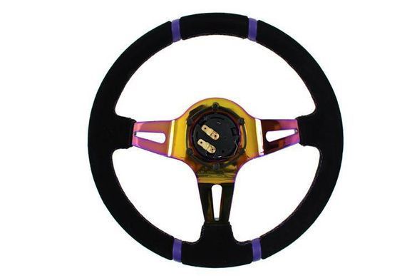 SLIDE Steering wheel 350mm offset 90mm Suede NeoChrome, 350 мм, 90 мм, Замша