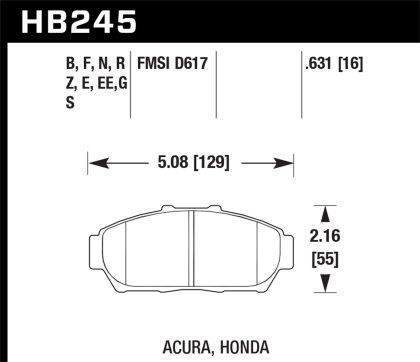 Hawk HP+ Honda передні гальмівні колодки HB245N.631