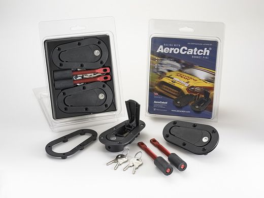 AeroCatch 120 Series Plus Flush Hood Pin Latch Set Locking - Black
