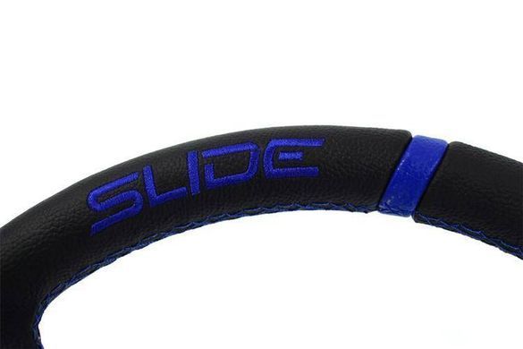 Steering wheel SLIDE 350mm offset 90mm Leather Blue, 350 мм, 90 мм, Leather