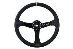 SLIDE Steering wheel 350mm offset 90mm Carbon Silver Strip, 350 мм, 90 мм, Carbon-like material and aluminum