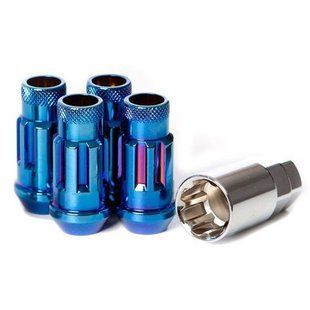 Muteki SR48 Open End Locking Lug Nut Set of 4 - Burning Blue Neon 12x1.25 48mm