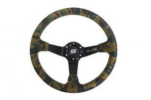 SLIDE Steering wheel 350mm offset 80mm Suede Camo, 350 мм, 80 mm, Замша