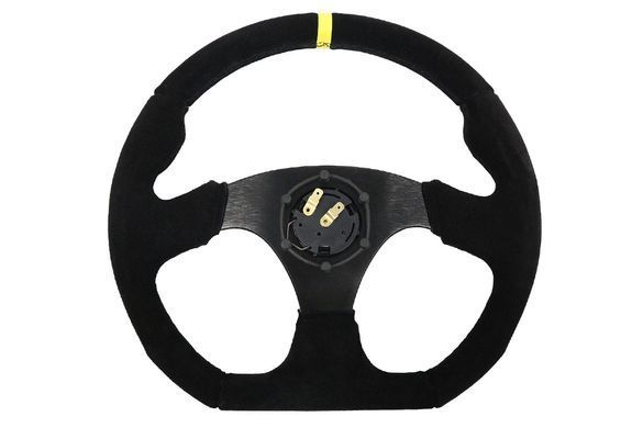 SLIDE Steering wheel 350mm offset 25mm Suede Yellow, 350 мм, 25 mm, Замша
