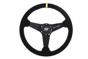 SLIDE Steering wheel 350mm offset 20mm Suede Yellow, 350 мм, 20 mm, Замша